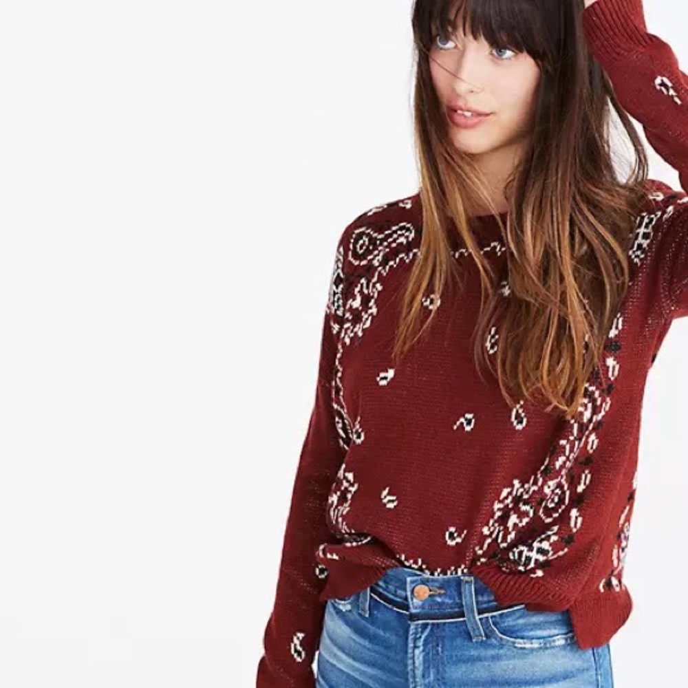 NWT Madewell Bandana Pullover Sweater